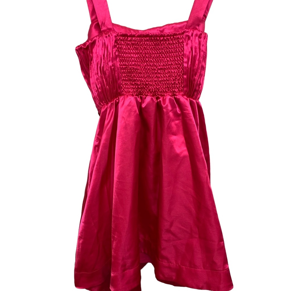 Anthropologie Maeve Hot Pink Satin Mini Dress With Bow NWT - Picture 11 of 15